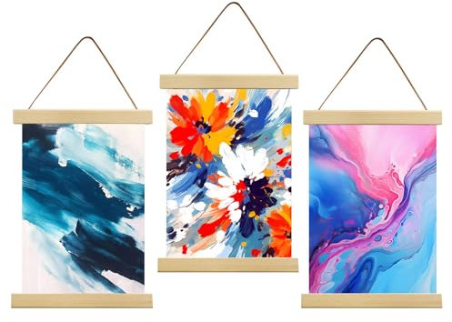 3 Stück A3 Posterleiste Posterschiene, 31cm Magnetische Holz Poster Aufhänger Halter Rahmen Leisten Bilder Bilderrahmen Bilderleiste Einfaches Bilder aufhängen