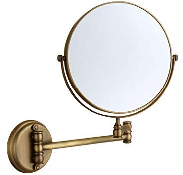HHeaeR Cosmetic Mirror Alle Kupfer antiken faltenden Make-up Spiegel badespiegel doppelseitig Spiegel 3 mal vergrößerte Glas Wand montierte Make-upspiegel Kosmetik Spiegel