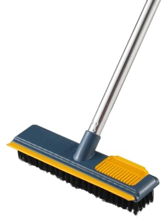 Schrubber mit stiel, 2-1 Upgrade-Bodenbürste, Teleskop Waschbürste, Geeignet für die Reinigung im Innenbereich und Dusche Wasser entfernen Blue
