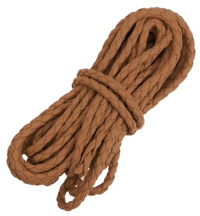 QUARKZMAN Cordón de Cuero 5.47 Yardas 4mm de Diámetro Hilo Trenzado Marrón | de PU, para Bolsos Cordones de Zapatos Manualidades DIY, PUlseras
