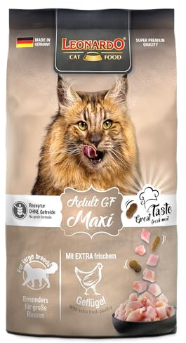 LEONARDO Katzenfutter Adult GF Maxi, 300g Beutel, große Kroketten, getreidefreies Trockenfutter für Katzen, Made in Germany