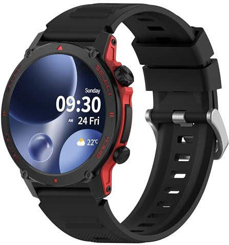 Popglory Smart Watch, 1.43''AMOLED 45mm Military Smartwatch Men Women Answer/Make Call, Digital Fitness Watch, 110+ Sports, Blood Pressure, Heart Rate, Stress Monitor Sports Watch for Android or iOS