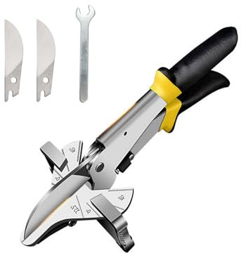 HOHXEN 22.5°-45 ° Angle Miter Taglierina, Multi-Function Trunking Forbici, Quarter Round Cutter per Taglio PVC PPR PE Tubo, Ramo, Filo, Compreso 2 Lama di Ricambio e Piccola Chiave