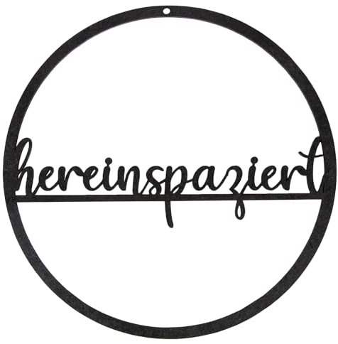 Logbuch-Verlag Türkranz Hereinspaziert schwarz aus Holz Dekokranz Willkommensschild Haustür Wohnungstür Ø 25 cm Geschenkidee