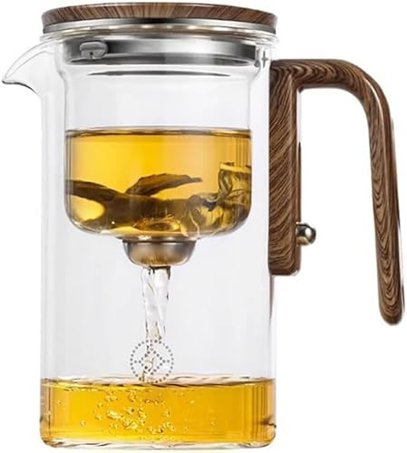 INXKED Water Separation Glass Teapot mit Holzgriff, Magischer Teekessel mit Magnetfilter und Dual-Infusionssystem, 2-in-1 Enchantipot Magic Pot für losen Tee, Hexen-Tee-Kessel (01,700ml)