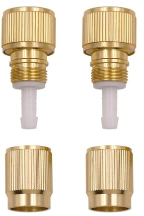 Sarini 2-teiliges Schnellkupplungs-Wasserhahn-Adapter-Set, Aluminiumlegierung, verkupferter erweiterbarer Schlauch, Geteilte Schnellkupplung für Hochdruckreiniger, Gartenschlauchanschluss