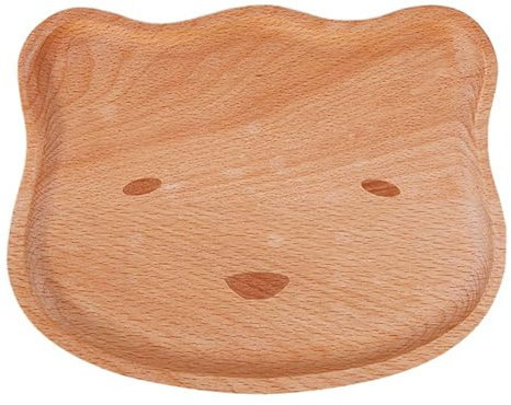 GANYKQ Assiette de nourriture en bois pour bébé - Assiette à fruits secs - En forme d'animaux - Assiettes de service pour enfants