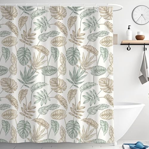 WYRCFS Green Leaf Shower Curtain 180x180cm Mould Proof Waterproof