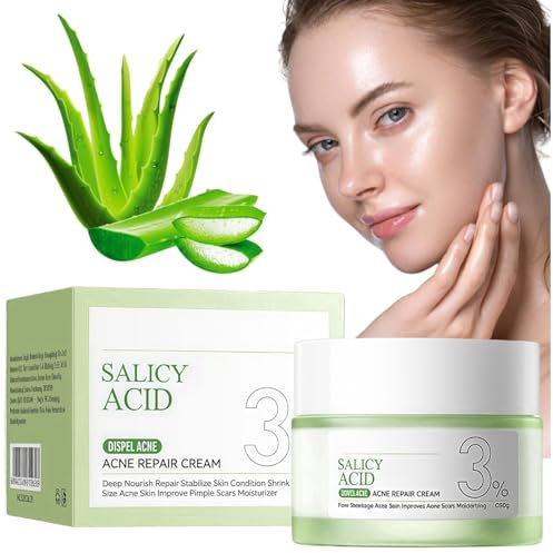 50g Salicylic Acid Acne Cream,3% BHA Spot Cream for Acne,Anti Redness Crea-m for Face,Ac-ne Scar Removal Cre-am,Pimple Cre-am for Redness,Moisturizing Face Cr-eam for Women,Dark Spot Remover for F-ace