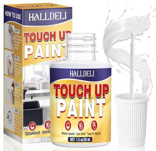 Pittura Bianca per Interni, 30 ml Vernice per Piastrelle Bagno, Vernice Bianca per Graffi, Crepe e Macchie su Pareti, Lavandini, Vasca e Lavoro, Asciugatura Rapida Vernice per Piastrelle con Pennello