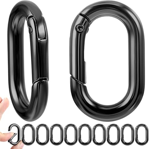 10 Stück Mini Karabiner Klein 2,5 Cm Karabinerhaken Kleine Schlüsselanhänger Metall Oval Schwarz Federspaltringe Für Camping Rucksack Anhänger Paracord Schlüsselbänder Autoschlüssel Hundemarken