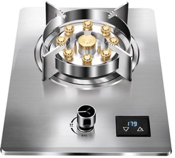 Fornello A Gas A Doppio Uso Incorporato, Fornello A Gas A Nove Fuochi In Acciaio Inossidabile Con Timer, Cucina Domestica Con Protezione Contro Lo Spegnimento(NG)