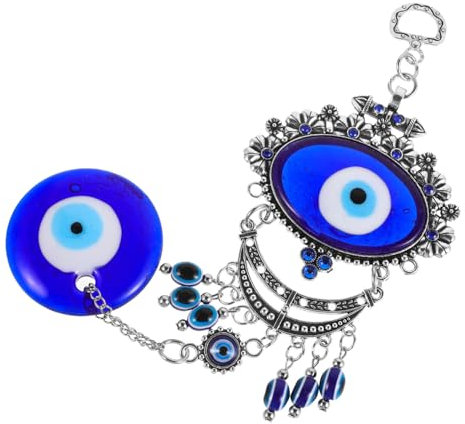 IMIKEYA Decoración de Mesa Mal de Ojo Azul Hecha a Mano en Aleación Resistente al Clima para Patio y Jardín Diseño Turco Único y Protección Cultural