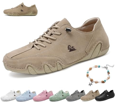 Zapatos Barefoot Mujer Ultra Cómodos Outdoor Beck Shoes Zapatillas Planas Impermeables Antideslizantes Ligeras Minimalistas Ortopédico Zapatillas for Senderismo, Caminar Y Conducir(Caqui,40 EU)
