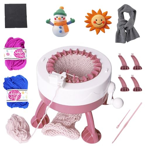 GAESHOW 22 Nadeln Strickmaschine, Runder Webrahmen, Mini Handwebstuhl Maschine, DIY Webwerkzeuge, Rotierender Webrahmen für Schals, Mützen, Socken und Handschuhe