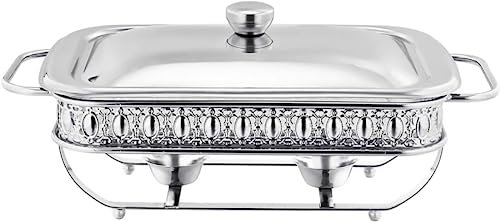 WOTZOV Set da Buffet con scaldavivande in Acciaio Inox, scaldavivande da 2 Litri per Feste, scaldavivande rettangolari con Coperchio e Supporto per Matrimoni, Feste, Banchetti, ，Silver