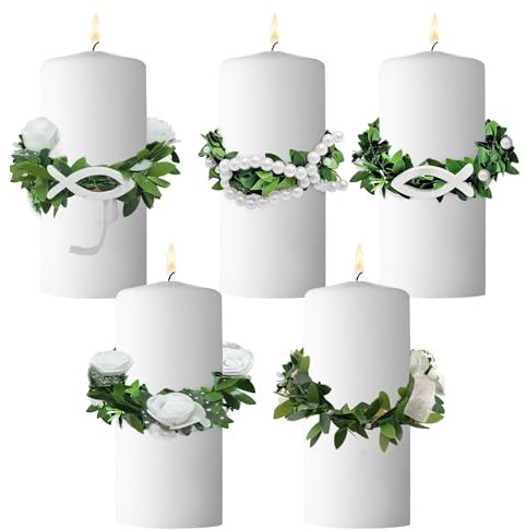 5 pezzi di candele per la comunione con protezione antigoccia, candele da 4-9 cm con protezione antigoccia per la comunione, gonna per candele per la comunione, candele per il battesimo