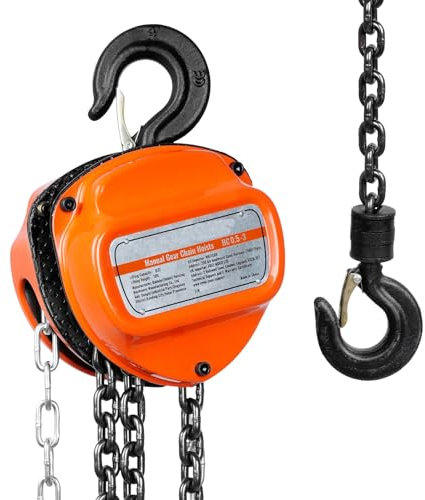 Manual Chain Hoist Come Along, Heavy Duty Galvanized Steel, Ideal for Garage, Factory, and Dock Lifting Tasks