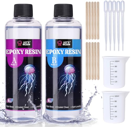 LET'S RESIN 500ml Resine Epoxy Transparente, 1:1 en volume, colle epoxy Pour la création de bijoux, River Table, créations artistiques, modélisme