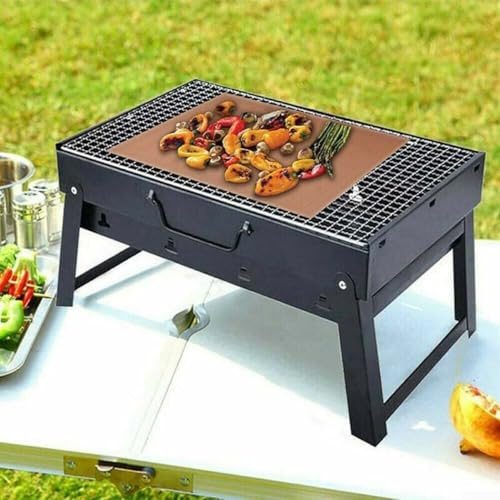 Zeroupshop BBQ Grillmatte Antihaft Backblech Hitzebeständige Kochmatte für Gas Holzkohlegrills Wiederverwendbar 40x60cm Braun