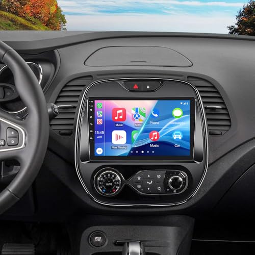 Android 14 Car Stereo for Renault Captur 2013-2019 Double Din Car Radio Receiver 9 Inch Touchscreen with Wireless Carplay Andorid auto GPS Bluetooth WIFI FM/RDS SWC Backup Camera Mic, 2G+32G