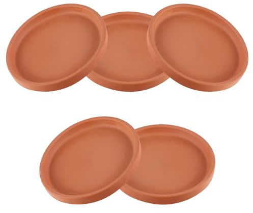 ORFOFE 5 Pezzi Sottovasi in Terracotta per Fioriere Vassoi per Piante Resistenti Allacqua Protezione Pavimenti ed Esterno Facili da Adatti Ogni