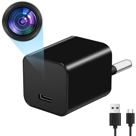 SZFNHHGTE Mini Cámara en Cargador，HD 1080P con Detección de Movimiento y Grabación en Bucle para Vigilancia de Hogar y Oficina