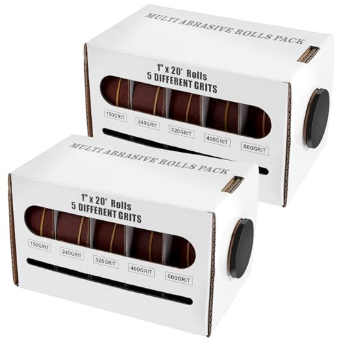 JUNFEIFLUX Rouleaux de Papier Abrasif, 25mm x 6 m Rouleaux de Papier de Verre, 150/240/320/400/600 Grain pour Bois, Meubles, Décoration, Métal, Glisser, Autopolier (2)
