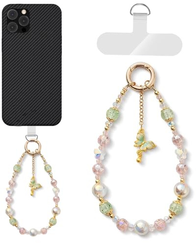 TENGWA Chaîne de Téléphone 15cm Papillon Vert Portable Poignet Court avec Clip de Cordon Dragonne de Lanière de Téléphone Divers Téléphones Portables Cadeaux pour Femmes
