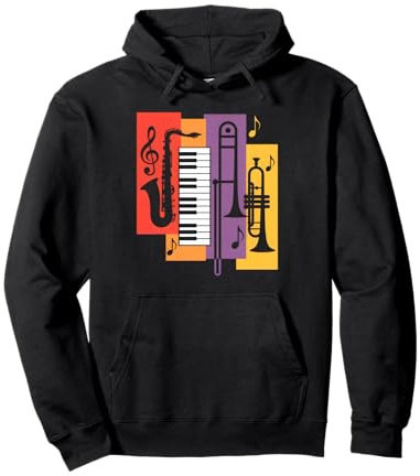 Jazz Instruments Saxophon Klavier Trompete Posaune Pullover Hoodie