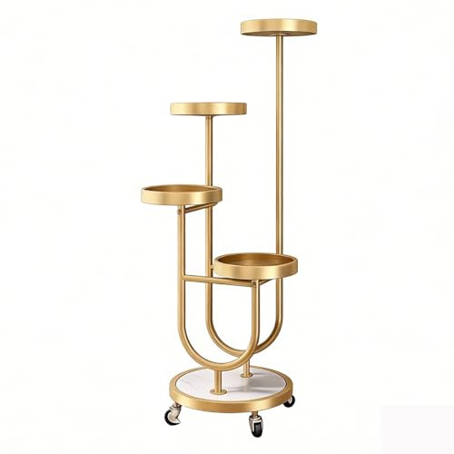 WATAOW Scaffale per Piante in Metallo Alto 120.5cm, Portafiori Mobile da Pavimento A 5 Livelli per Balcone Interni Soggiorno E Giardinaggio Esterno(Gold)