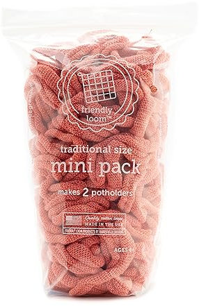 Harrisville Designs Friendly Loom | 7” Traditional-Sized Salmon Potholder Weaving Loops | Craft 2 Cotton Potholders