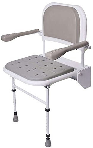 NRS Healthcare - Silla plegable para ducha con patas, respaldo y reposabrazos acolchados