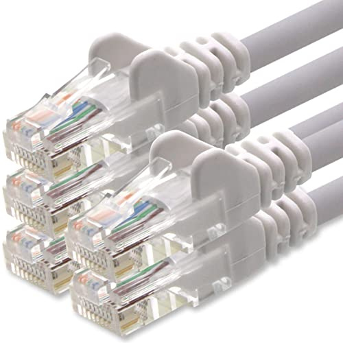 1aTTack.de 1m Cavo di Rete bianco - 5x - Cat.6 Ethernet Gigabit Lan RJ45 10 100 1000 Mbit s - Cavo Patch UTP compatibile con Cat.5 Cat.5e Cat.7 Cat.8 - bianco - 5x - 1m