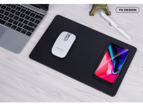 YK Qi Wireless Charger Mouse Mat for iPhone 8/X - Black