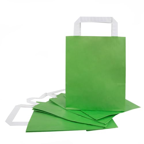 Logbuch-Verlag 10 grüne Papiertüten - Papiertasche mit Tragegriff 18 x 8 x 22 cm Papier Tüte hellgrün