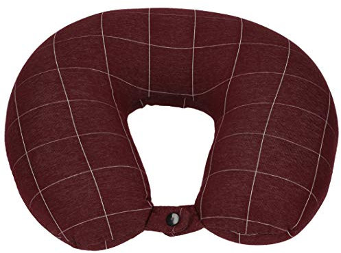 Betz Nackenkissen Relax Reisekissen Reise Nackenhörnchen Füllung Microkügelchen KARO Farbe dunkelrot