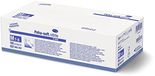 Molicare Peha-soft Guantes Desechables, Nitrilo fino, Powderfree, No Estéril, Sin Látex, Talla M, 150 Unidades