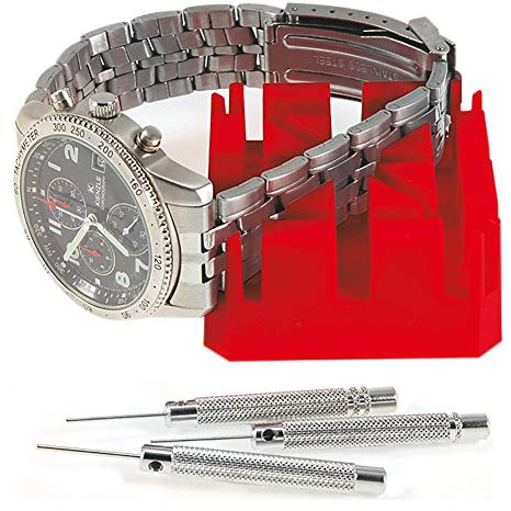 SELVA Stiftentferner-Kit – Uhrmacherspezialwerkzeug – Mit Bandhalteklotz – Zum Ausdrücken der Verbindungsstifte von Metallbandgliedern – C335883