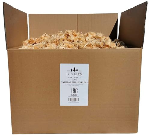 Log Barn Natural Firelighters (Box of 1000) - Wood Burner, Pizza Oven & BBQ Fire Starters