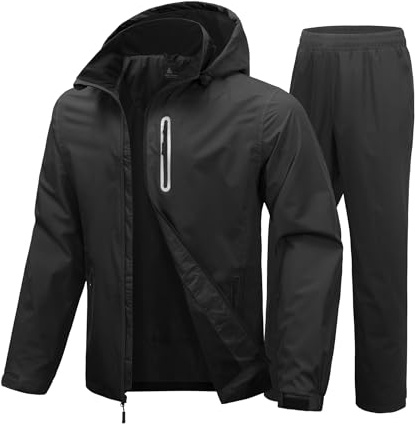 SWISSWELL Men Women Rain Suits Waterproof Lightweight Rain Gear Jacket and Pants for Golf, Hiking, Travel (Black,Medium)