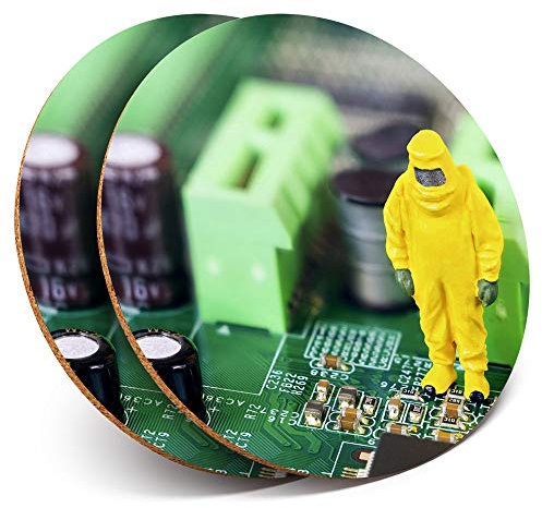 2 x Round Coasters - Funny Tech Engineer Geek Computer Joke - Cork Backed Home Kitchen Accessory Tea Coffee Mug Mat #24291