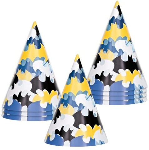 Unique Party 77521 - Cappelli da Festa - Festa di Batman - Confezione da 8