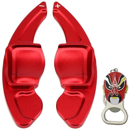 HIBEYO 2 Stücke Schaltwippen Verlängerung Shift Paddle Alu Rot für VW Golf 6 Passat cc Golf 5 MK5 MK6 Tiguan Jetta GTI R20 R36 Scirocco EOS Lenkrad Schaltwippe Dekor Ersatzsatz Extensions Zubehör