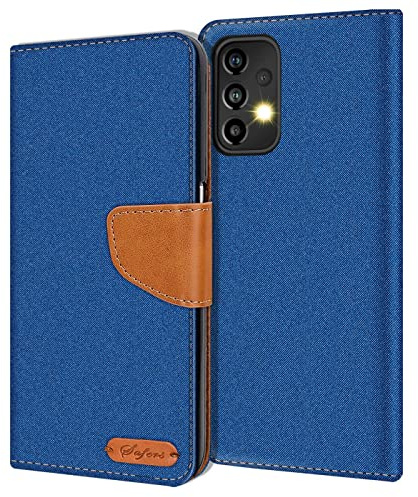 Verco kompatibel mit Samsung Galaxy A53 5G Hülle, Schutzhülle für Samsung A53 5G Tasche Denim Textil Book Case Flip Case Klapphülle, Blau