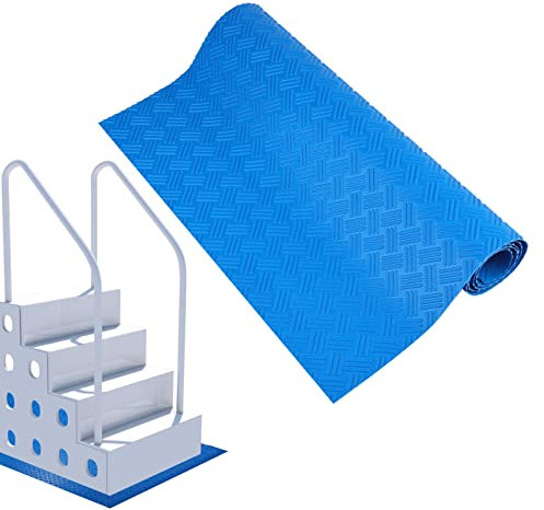 LUTER Tappetino per Scaletta per Piscina, 1,5 mm di Spessore Tappetino Scaletta Piscina Tappetino Antiscivolo per Piscina Fuori Terra e Interrata (Blu, 18 x 36 pollici/ 45 x 91,5 cm)