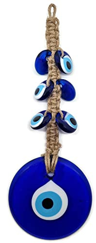 MYSTIC JEWELS - Amuleto de Ojo Turco Macrome tejido con Jute, proteccion de casa