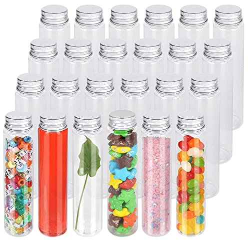 STARVAST Reagenzgläser aus Kunststoff 110 ml, Reagenzglas aus Kunststoff, mit Schraubverschluss, wiederverwendbar, für Süßigkeiten, Flüssigkeiten, Pflanzen, Gewürze, Deko, 24 Stück