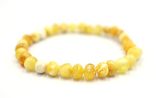 Amber-us Bracciale in Ambra Baltica | Lunghezza Multipla | Diversi Colori | Perle Naturali Rotonde | 22 cm, Pietra