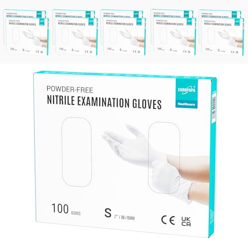 EUROPAPA® 1000x Nitrilhandschuhe Einweghandschuhe puderfrei Untersuchungshandschuhe EN455 EN374 latexfrei Einmalhandschuhe Handschuhe in Gr. S, M, L & XL verfügbar (Weiß, S)